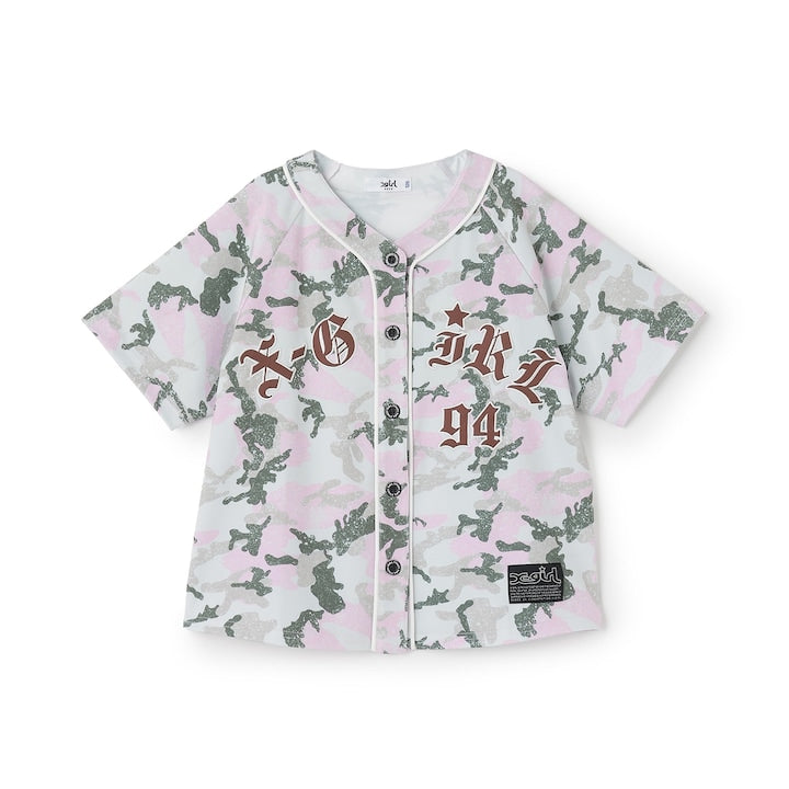 日本童裝 X-girl Stages 貼布LOGO刺繡棒球衫 90-140cm 女童款 夏季 TOPS