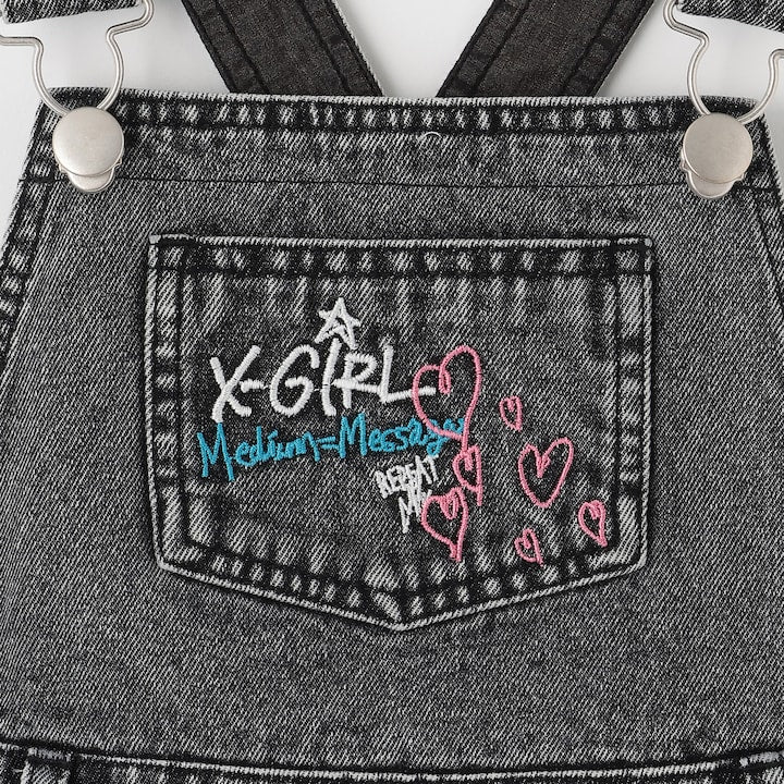 日本童裝 X-girl Stages 刺繡背帶連身裙 90-140cm 女童款 夏季 DRESSES