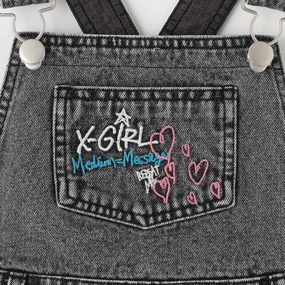 日本童裝 X-girl Stages 刺繡背帶連身裙 90-140cm 女童款 夏季 DRESSES