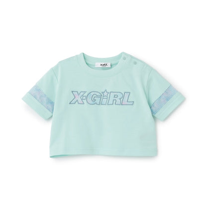日本童裝 X-girl Stages 防UV 花紋網眼印花上衣 90-140cm 女童款 夏季 TOPS