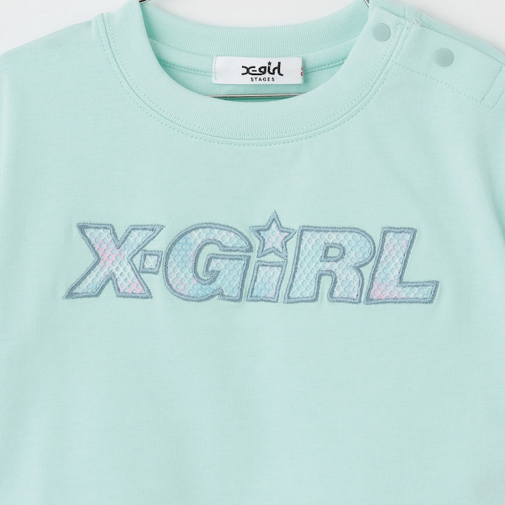 日本童裝 X-girl Stages 防UV 花紋網眼印花上衣 90-140cm 女童款 夏季 TOPS