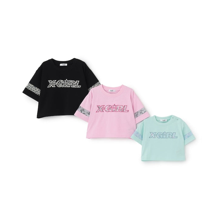 日本童裝 X-girl Stages 防UV 花紋網眼印花上衣 90-140cm 女童款 夏季 TOPS