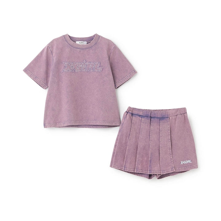 日本童裝 X-girl Stages 貼花刺繡復古上衣裙褲兩件套裝 90-140cm 女童款 夏季 TOPS PANTS
