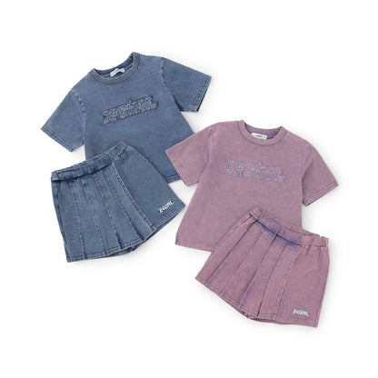 日本童裝 X-girl Stages 貼花刺繡復古上衣裙褲兩件套裝 90-140cm 女童款 夏季 TOPS PANTS