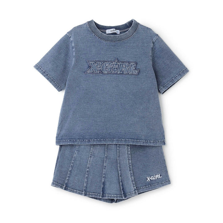 日本童裝 X-girl Stages 貼花刺繡復古上衣裙褲兩件套裝 90-140cm 女童款 夏季 TOPS PANTS