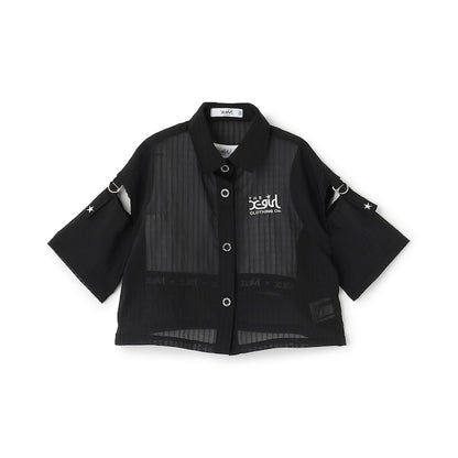 日本童裝 X-girl Stages 透薄襯衫+短款背心套裝 90-140cm 女童款 夏季 TOPS OUTERWEAR