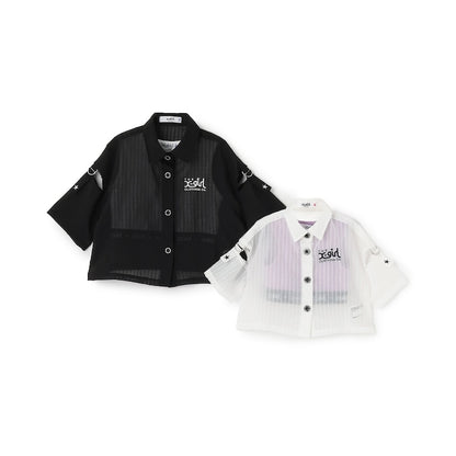 日本童裝 X-girl Stages 透薄襯衫+短款背心套裝 90-140cm 女童款 夏季 TOPS OUTERWEAR