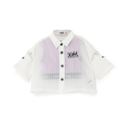 日本童裝 X-girl Stages 透薄襯衫+短款背心套裝 90-140cm 女童款 夏季 TOPS OUTERWEAR