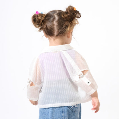 日本童裝 X-girl Stages 透薄襯衫+短款背心套裝 90-140cm 女童款 夏季 TOPS OUTERWEAR