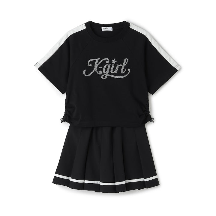 日本童裝 X-girl Stages logo上衣百摺裙套裝 90-140cm 女童款 夏季 TOPS SKIRTS
