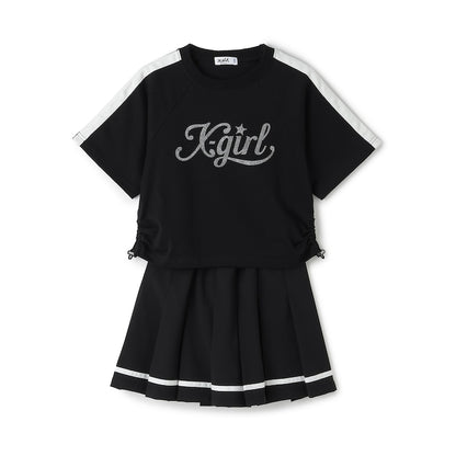 日本童裝 X-girl Stages logo上衣百摺裙套裝 90-140cm 女童款 夏季 TOPS SKIRTS