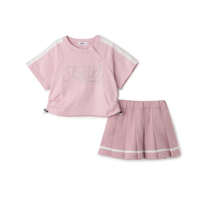 日本童裝 X-girl Stages logo上衣百摺裙套裝 90-140cm 女童款 夏季 TOPS SKIRTS