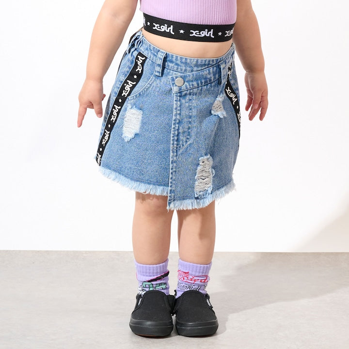 日本童裝 X-girl Stages 牛仔裙褲 90-140cm 女童款 夏季 PANTS
