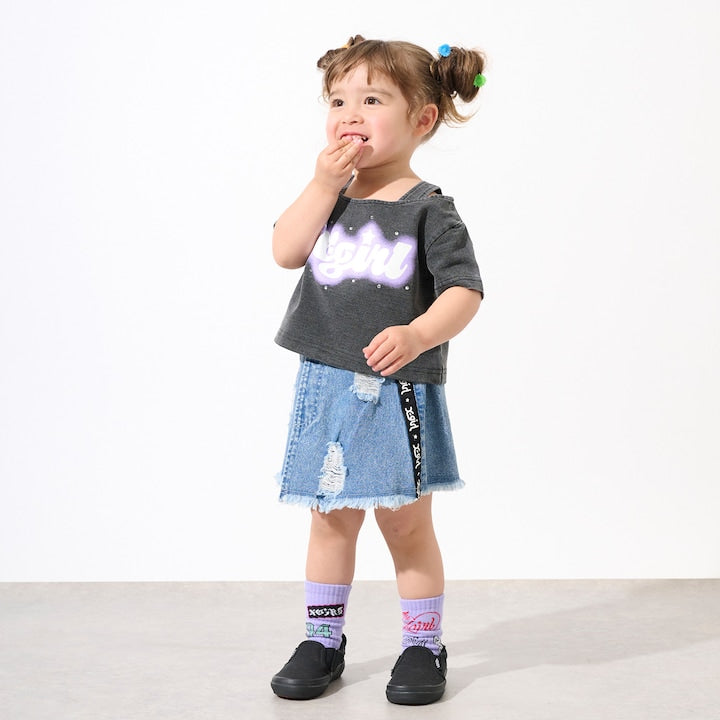 日本童裝 X-girl Stages 牛仔裙褲 90-140cm 女童款 夏季 PANTS