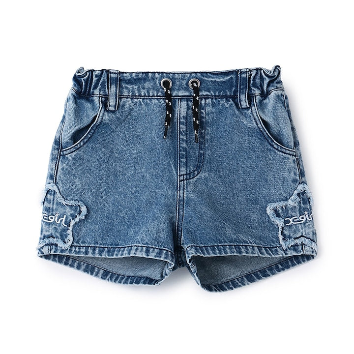 日本童裝 X-girl Stages 星星貼花牛仔短褲 90-140cm 女童款 夏季 PANTS