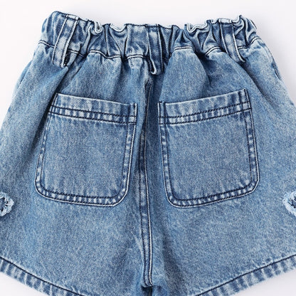 日本童裝 X-girl Stages 星星貼花牛仔短褲 90-140cm 女童款 夏季 PANTS
