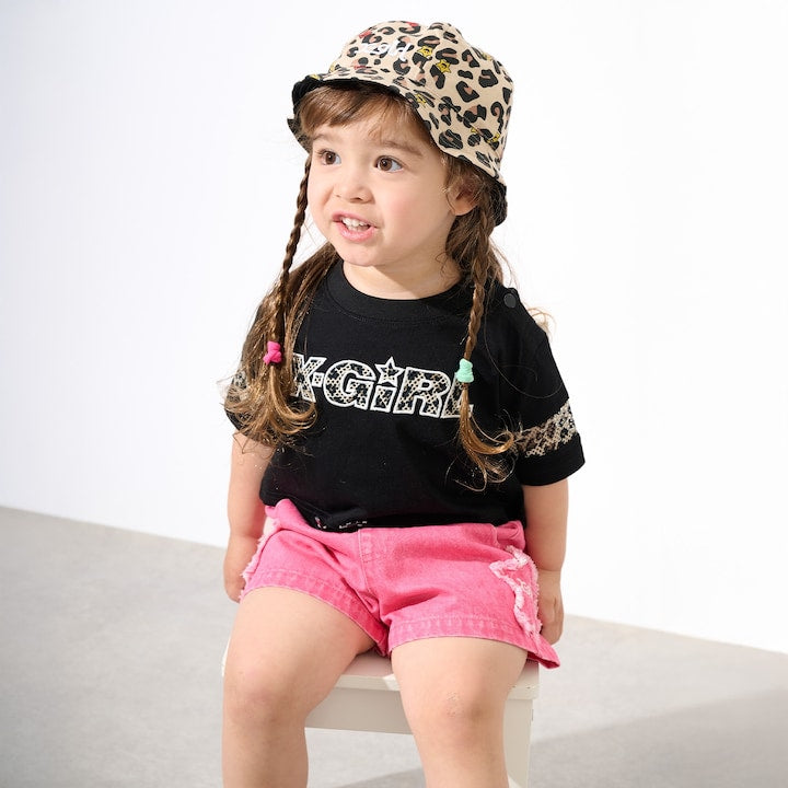 日本童裝 X-girl Stages 星星貼花牛仔短褲 90-140cm 女童款 夏季 PANTS