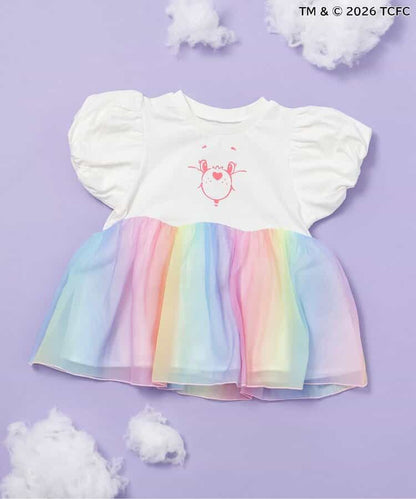 日本童裝 apres les cours x CareBears 彩色薄紗拼接上衣 80-140cm 女童款 夏季 TOPS