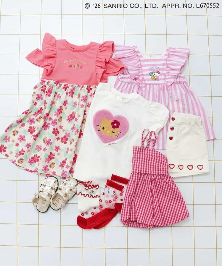 日本童裝 apres les cours x Sanrio 花卉條紋上衣 80-140cm 女童款 夏季 TOPS