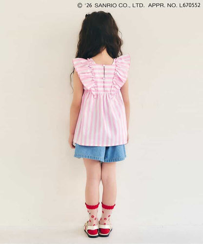 日本童裝 apres les cours x Sanrio 花卉條紋上衣 80-140cm 女童款 夏季 TOPS