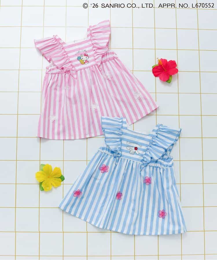 日本童裝 apres les cours x Sanrio 花卉條紋上衣 80-140cm 女童款 夏季 TOPS