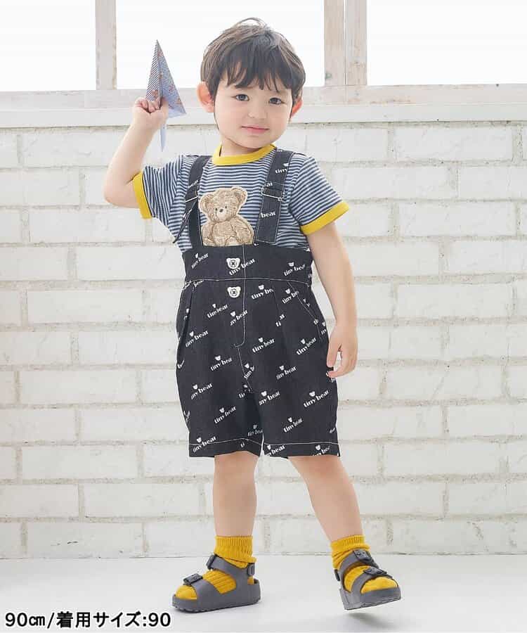 日本童裝 apres les cours x tiny bear 可拆吊帶牛仔褲 80-120cm 男童款 夏季 Jumpsuit PANTS