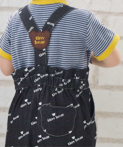 日本童裝 apres les cours x tiny bear 可拆吊帶牛仔褲 80-120cm 男童款 夏季 Jumpsuit PANTS