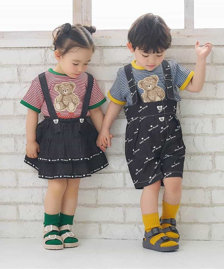 日本童裝 apres les cours x tiny bear 可拆吊帶牛仔裙 80-120cm 女童款 夏季 SKIRTS