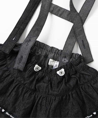 日本童裝 apres les cours x tiny bear 可拆吊帶牛仔裙 80-120cm 女童款 夏季 SKIRTS