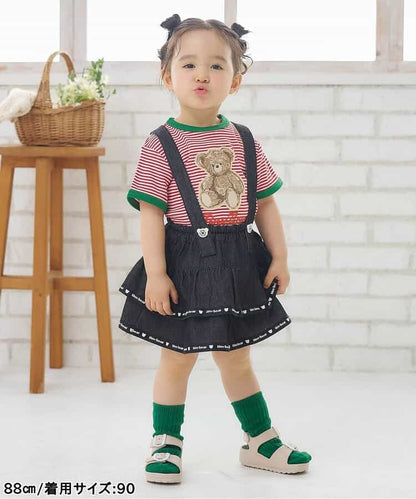 日本童裝 apres les cours x tiny bear 可拆吊帶牛仔裙 80-120cm 女童款 夏季 SKIRTS