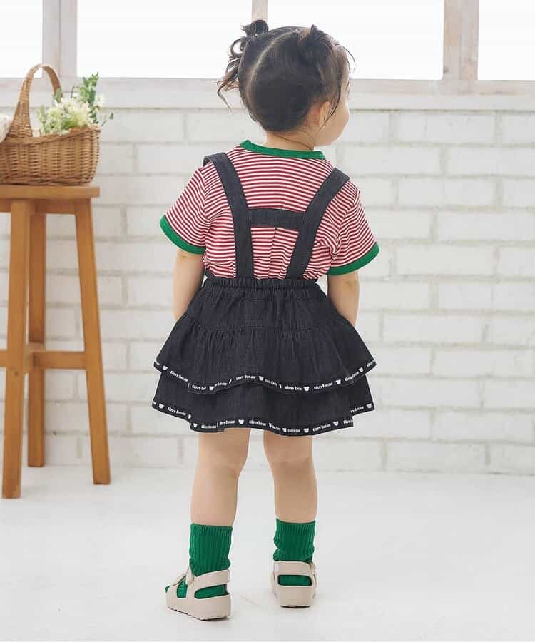 日本童裝 apres les cours x tiny bear 可拆吊帶牛仔裙 80-120cm 女童款 夏季 SKIRTS