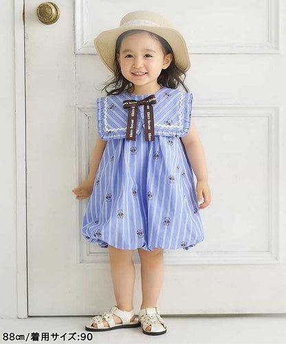 日本童裝 apres les cours x tiny bear 水手領泡泡連身裙 80-120cm 女童款 夏季 DRESSES