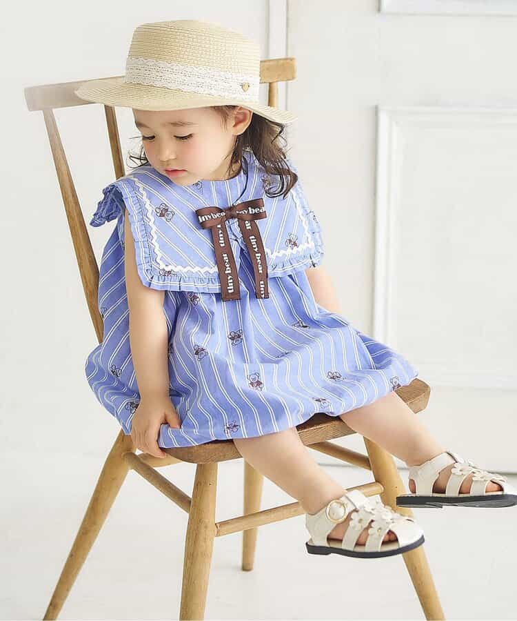 日本童裝 apres les cours x tiny bear 水手領泡泡連身裙 80-120cm 女童款 夏季 DRESSES