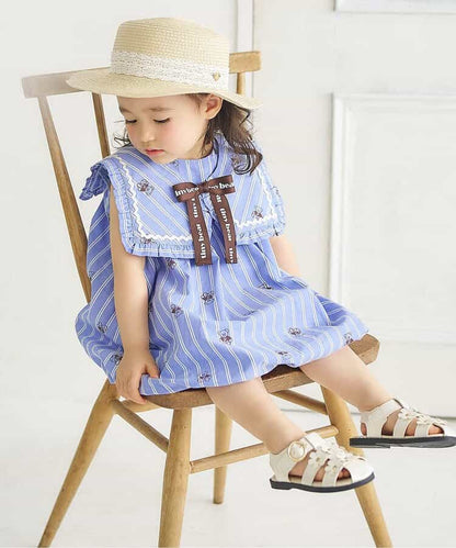 日本童裝 apres les cours x tiny bear 水手領泡泡連身裙 80-120cm 女童款 夏季 DRESSES