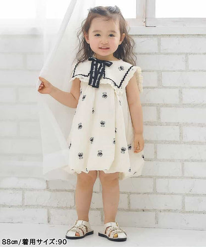 日本童裝 apres les cours x tiny bear 水手領泡泡連身裙 80-120cm 女童款 夏季 DRESSES