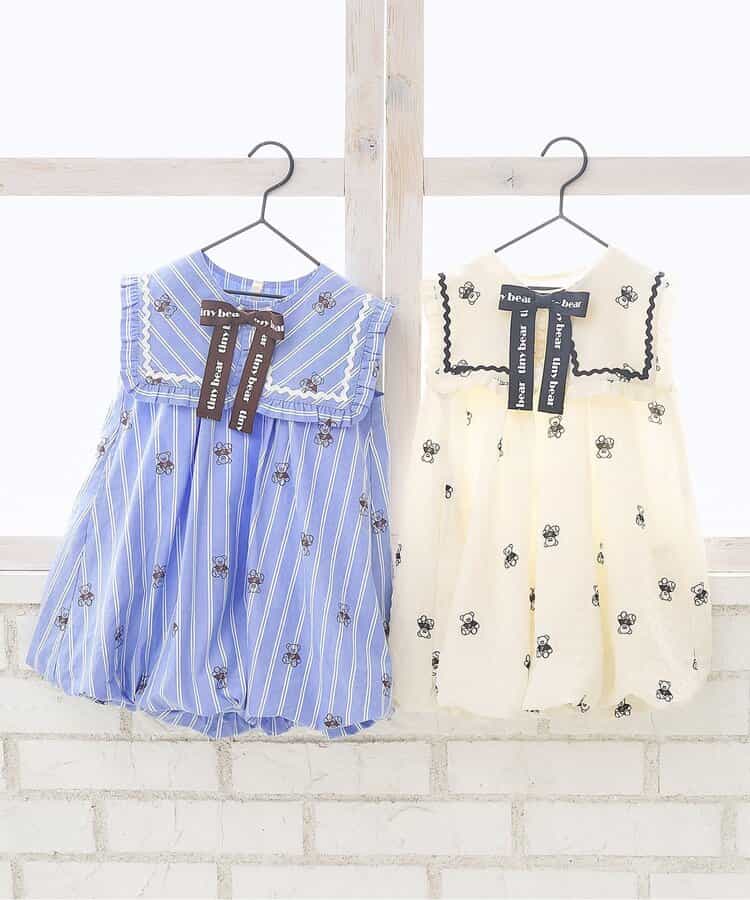 日本童裝 apres les cours x tiny bear 水手領泡泡連身裙 80-120cm 女童款 夏季 DRESSES