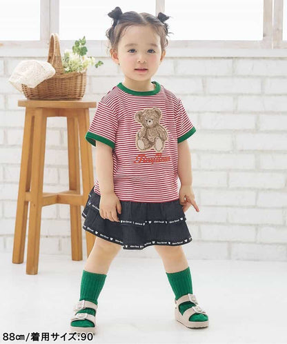 日本童裝 apres les cours x tiny bear 刺繡間條上衣 80-120cm 男童款/女童款 夏季 TOPS