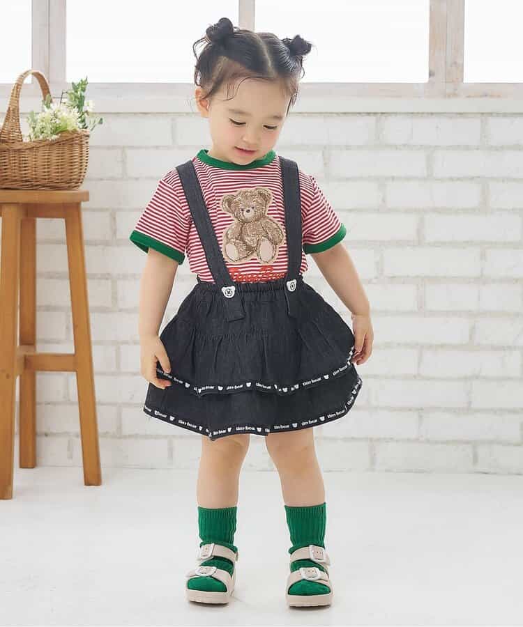日本童裝 apres les cours x tiny bear 刺繡間條上衣 80-120cm 男童款/女童款 夏季 TOPS
