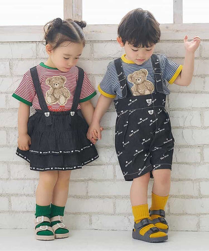 日本童裝 apres les cours x tiny bear 刺繡間條上衣 80-120cm 男童款/女童款 夏季 TOPS