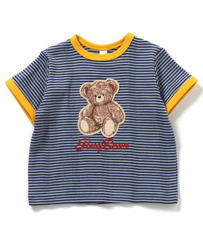 日本童裝 apres les cours x tiny bear 刺繡間條上衣 80-120cm 男童款/女童款 夏季 TOPS