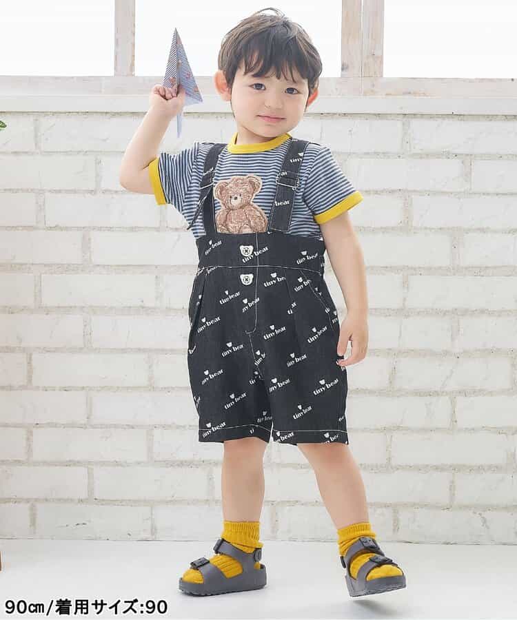 日本童裝 apres les cours x tiny bear 刺繡間條上衣 80-120cm 男童款/女童款 夏季 TOPS