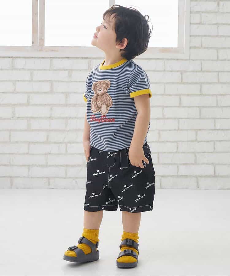 日本童裝 apres les cours x tiny bear 刺繡間條上衣 80-120cm 男童款/女童款 夏季 TOPS