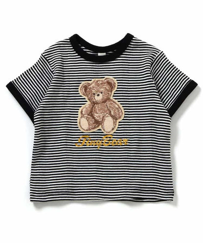 日本童裝 apres les cours x tiny bear 刺繡間條上衣 80-120cm 男童款/女童款 夏季 TOPS