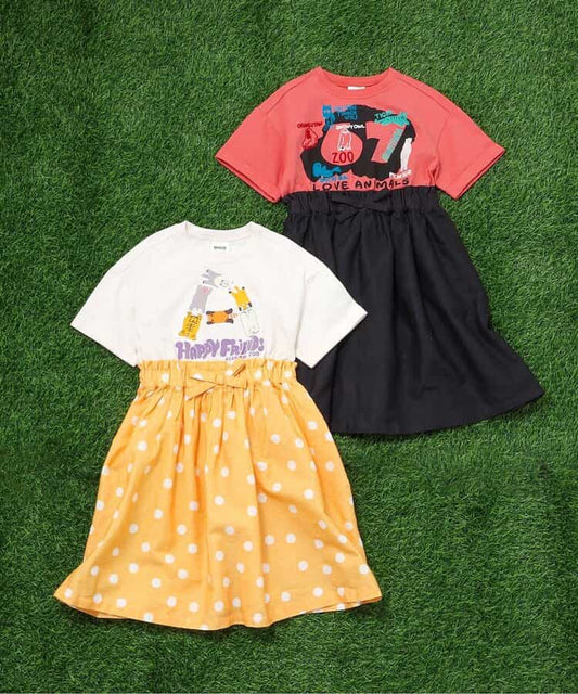 日本童裝 BREEZE x 旭山動物園応援商品 拼接連身裙 80-140cm 女童款 夏季 DRESSES