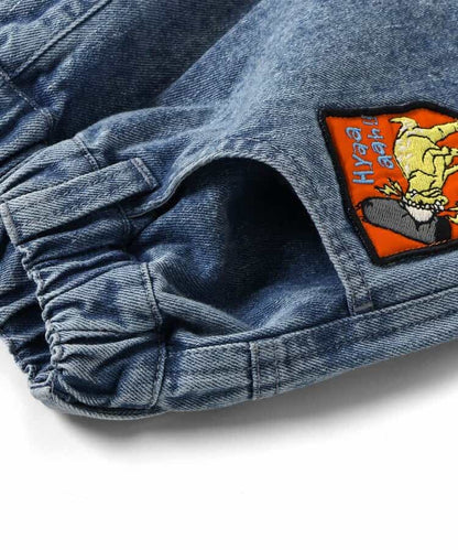 日本童裝 BREEZE x 福井県立恐竜博物館 恐龍圖案牛仔褲 90-140cm 男童款 夏季 PANTS