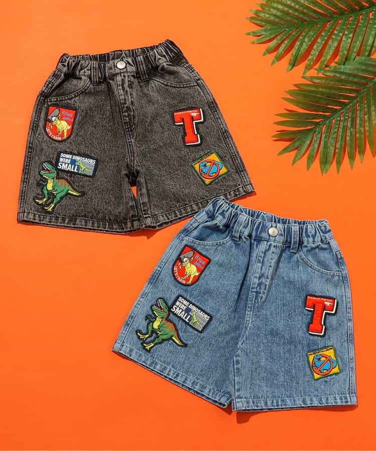日本童裝 BREEZE x 福井県立恐竜博物館 恐龍圖案牛仔褲 90-140cm 男童款 夏季 PANTS