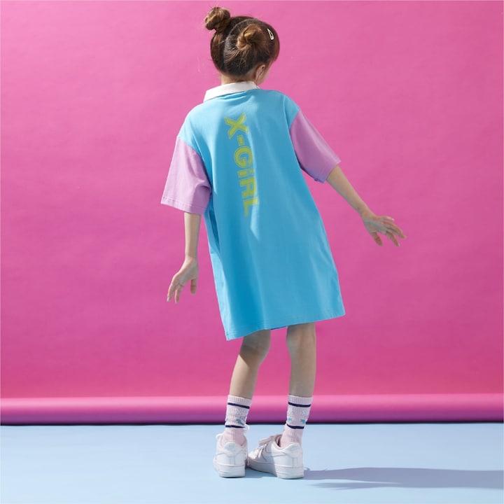 日本童裝 X-girl Stages x BASKIN ROBBINS polo連身裙 90-140cm 女童款 夏季 DRESSES