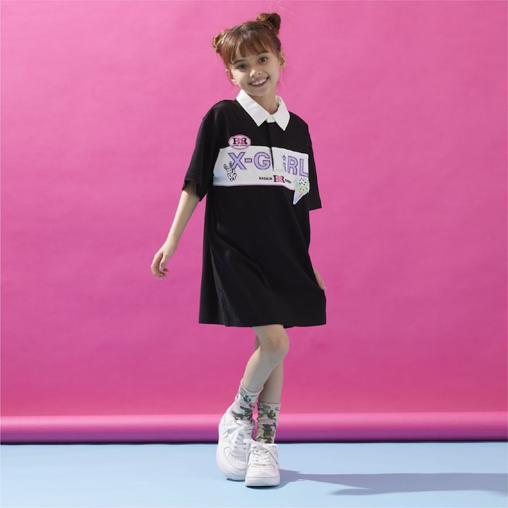 日本童裝 X-girl Stages x BASKIN ROBBINS polo連身裙 90-140cm 女童款 夏季 DRESSES