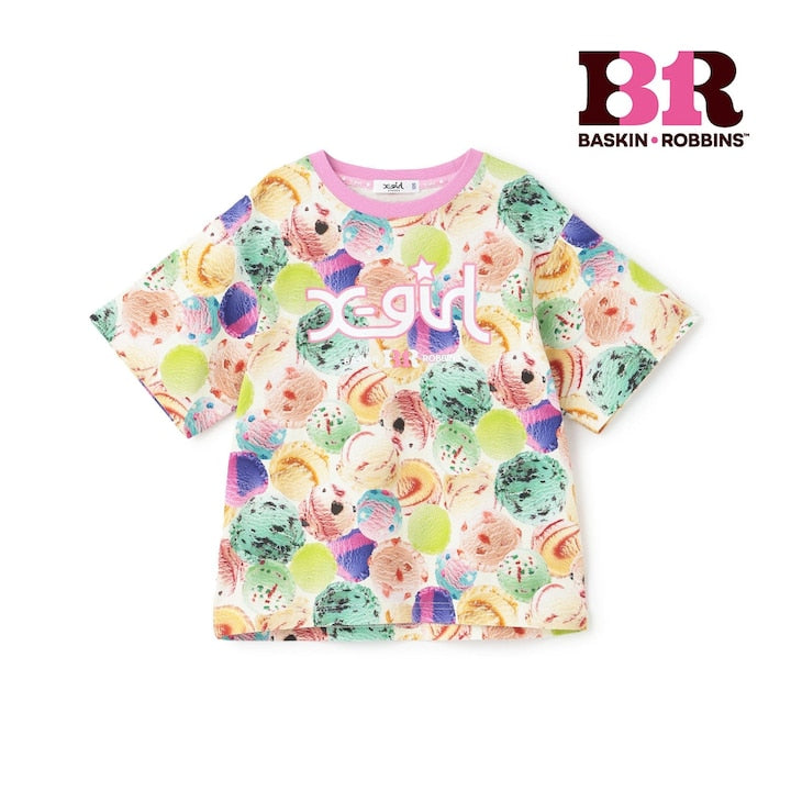 日本童裝 X-girl Stages x BASKIN ROBBINS 雪糕球印花上衣 90-140cm 女童款 夏季 TOPS
