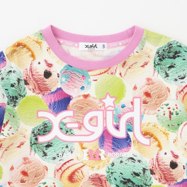 日本童裝 X-girl Stages x BASKIN ROBBINS 雪糕球印花上衣 90-140cm 女童款 夏季 TOPS